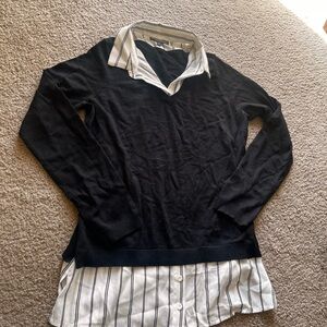 Adrianna Papell Black and White Layered Sweater